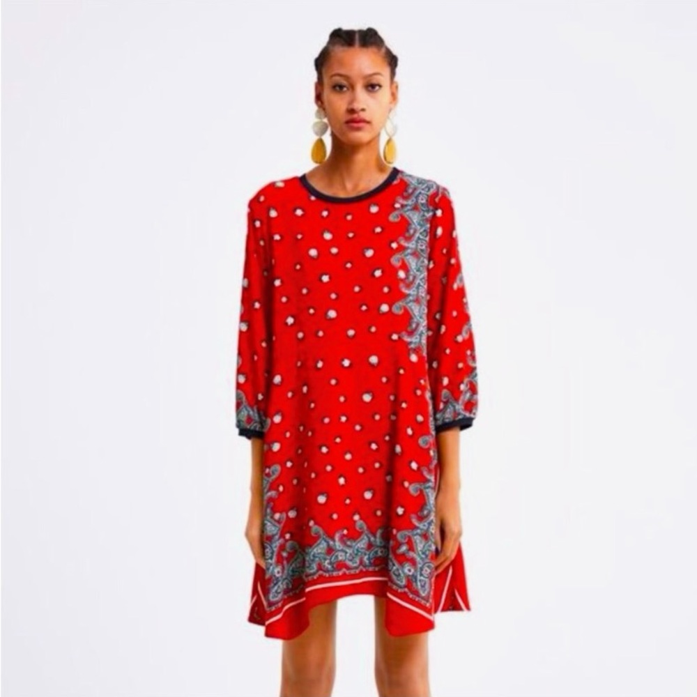 ZARA Asymmetrical Bandana Dress W/ Pockets 2395/367/330